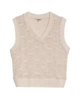 Womens Blouse Vest Style Straight Silhouette Cotton Knit Effect Sheer V-Neck - Raw 63_711H009_CRU125202_3