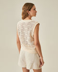 Womens Blouse Vest Style Straight Silhouette Cotton Knit Effect Sheer V-Neck - Raw 63_711H009_CRU125202_6