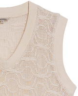 Womens Blouse Vest Style Straight Silhouette Cotton Knit Effect Sheer V-Neck - Raw 63_711H009_CRU125202_8