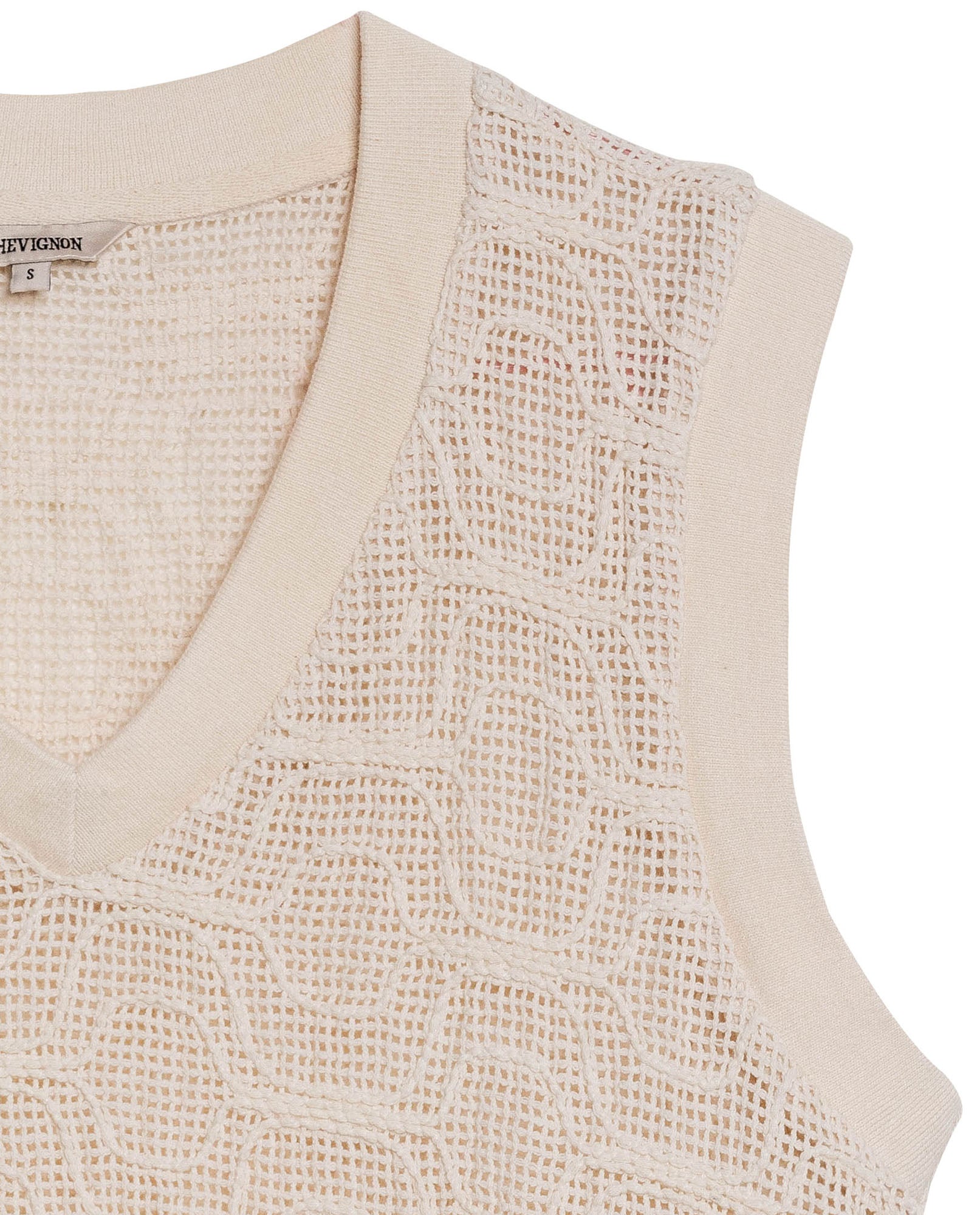 Womens Blouse Vest Style Straight Silhouette Cotton Knit Effect Sheer V-Neck - Raw 63_711H009_CRU125202_8