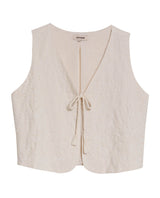 Womens Blouse Straight Silhouette Rayon Blend Linen Continuous Flower Embroidery - Raw 63_711H010_CRU125202_3