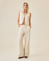 Womens Blouse Straight Silhouette Rayon Blend Linen Continuous Flower Embroidery - Raw 63_711H010_CRU125202_4