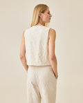Womens Blouse Straight Silhouette Rayon Blend Linen Continuous Flower Embroidery - Raw 63_711H010_CRU125202_6