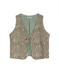 Womens Blouse Straight Silhouette Rayon Blend Linen Continuous Flower Embroidery - Green 63_711H010_VER170619_3