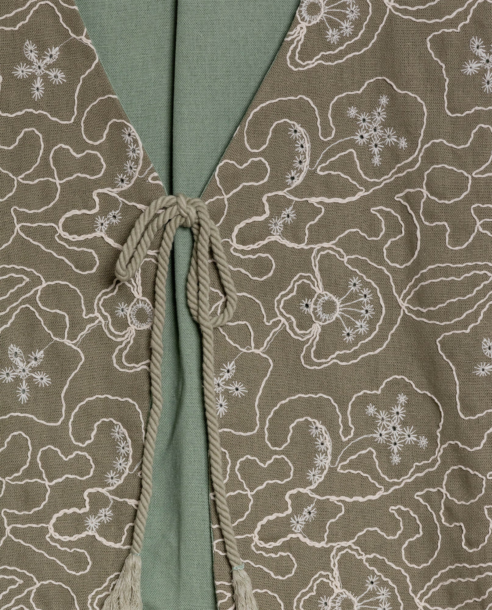 Womens Blouse Straight Silhouette Rayon Blend Linen Continuous Flower Embroidery - Green 63_711H010_VER170619_8