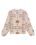 Womens Shirt Wide Silhouette Viscose–Linen Print Mandarin Collar - Raw 63_711H011_CRU131011_3