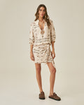 Womens Shirt Wide Silhouette Viscose–Linen Print Mandarin Collar - Raw 63_711H011_CRU131011_4