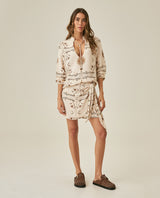 Womens Shirt Wide Silhouette Viscose–Linen Print Mandarin Collar - Raw 63_711H011_CRU131011_4