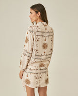 Womens Shirt Wide Silhouette Viscose–Linen Print Mandarin Collar - Raw 63_711H011_CRU131011_6