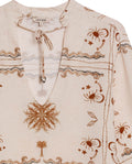 Womens Shirt Wide Silhouette Viscose–Linen Print Mandarin Collar - Raw 63_711H011_CRU131011_8