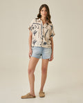 Womens Shirt Resort Oversized Viscose–Linen Print Short Sleeve - Raw 63_711H013_CRU131011_4