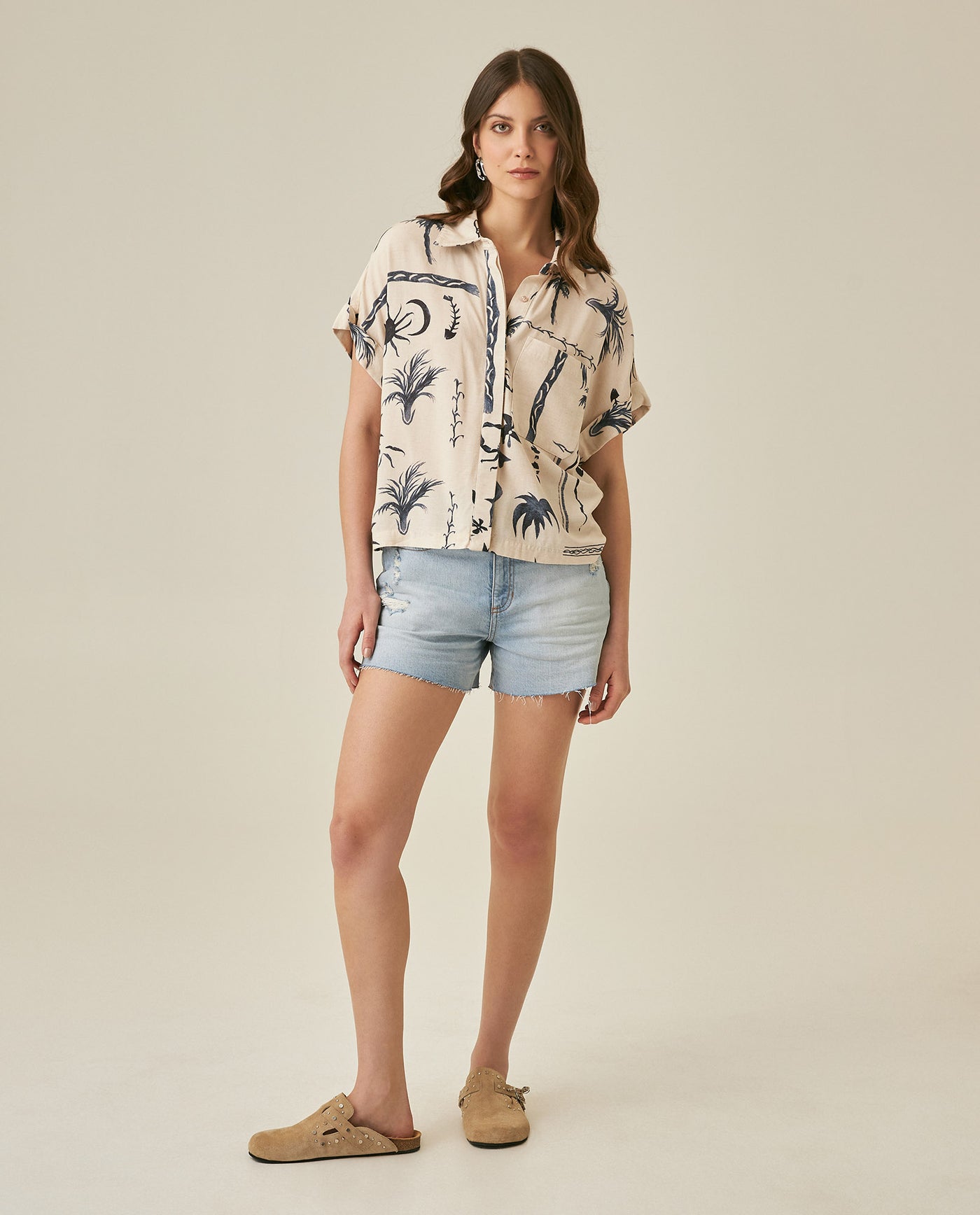 Womens Shirt Resort Oversized Viscose–Linen Print Short Sleeve - Raw 63_711H013_CRU131011_4