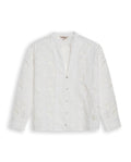 Womens Shirt Straight Silhouette Polyester–Rayon Eyelet Fabric Mandarin Collar - White 63_711H014_BLA110601_3