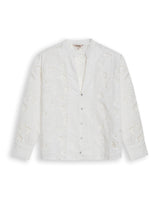 Womens Shirt Straight Silhouette Polyester–Rayon Eyelet Fabric Mandarin Collar - White 63_711H014_BLA110601_3