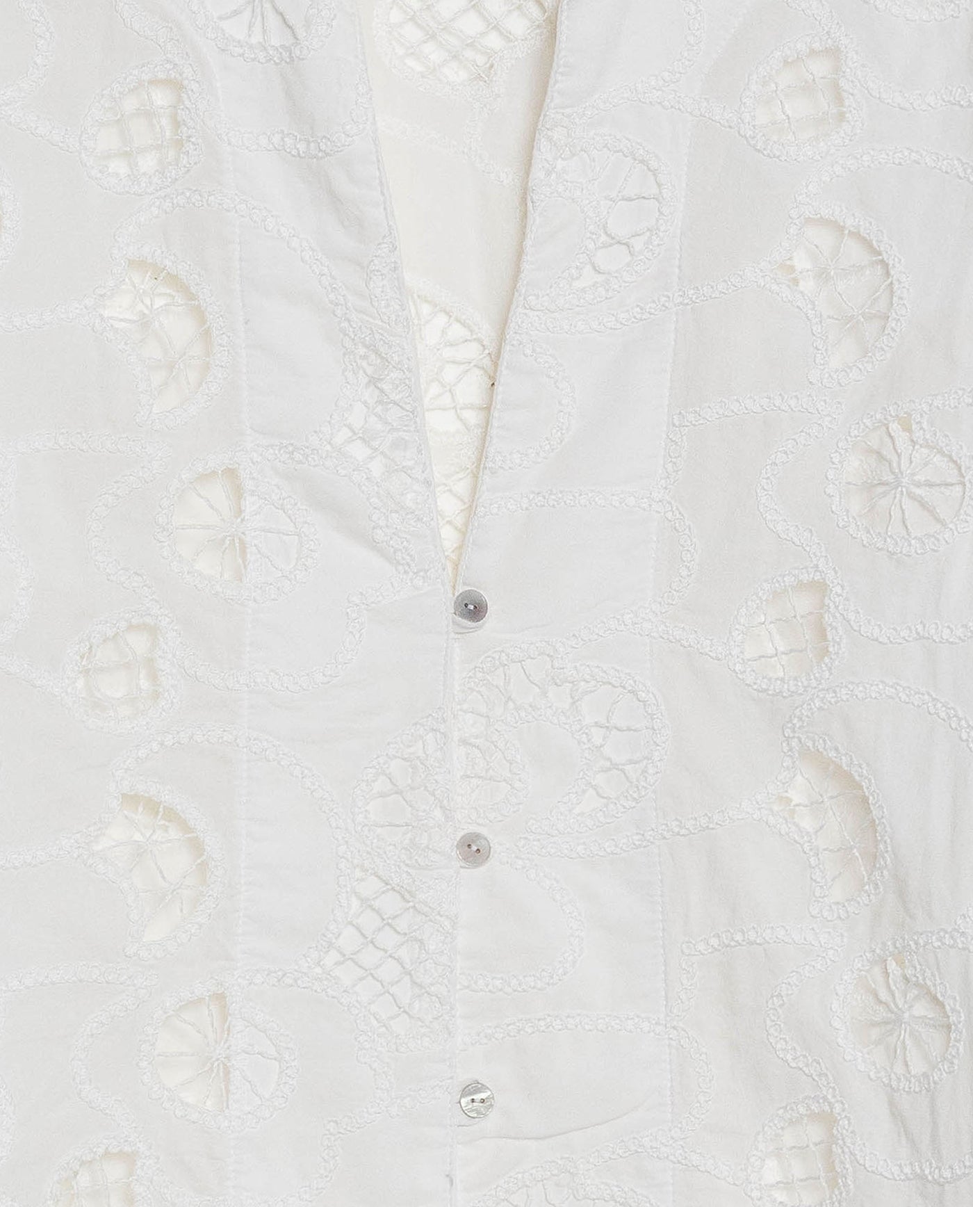 Womens Shirt Straight Silhouette Polyester–Rayon Eyelet Fabric Mandarin Collar - White 63_711H014_BLA110601_8