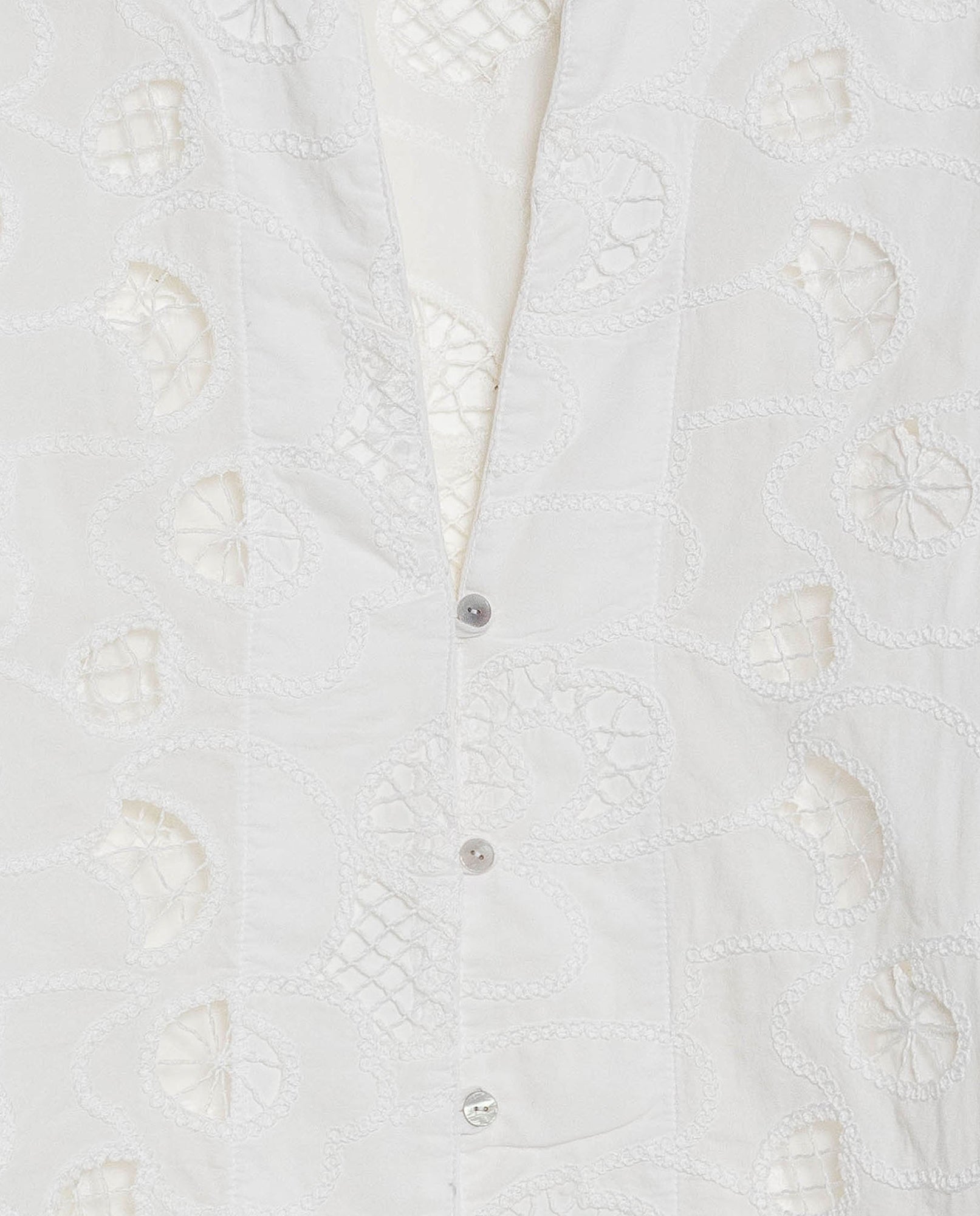 Womens Shirt Straight Silhouette Polyester–Rayon Eyelet Fabric Mandarin Collar - White 63_711H014_BLA110601_8