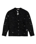 Womens Shirt Straight Silhouette Polyester–Rayon Eyelet Fabric Mandarin Collar - Black 63_711H014_NEG194004_3