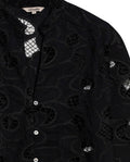 Womens Shirt Straight Silhouette Polyester–Rayon Eyelet Fabric Mandarin Collar - Black 63_711H014_NEG194004_8