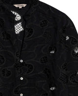 Womens Shirt Straight Silhouette Polyester–Rayon Eyelet Fabric Mandarin Collar - Black 63_711H014_NEG194004_8