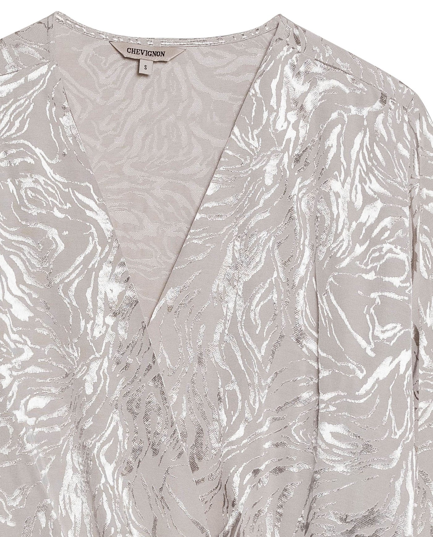 Womens Blouse Semi-Wide Silhouette Viscose–Rayon Jacquard Sheen - Beige 63_711H015_BEI140002_8