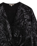 Womens Blouse Semi-Wide Silhouette Viscose–Rayon Jacquard Sheen - Black 63_711H015_NEG194004_8