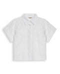 Womens Shirt Oversized Cotton Embroidered Short Sleeve - White 63_711H016_BLA110601_3