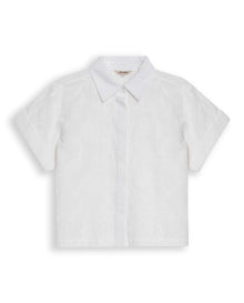 Womens Shirt Oversized Cotton Embroidered Short Sleeve - White 63_711H016_BLA110601_3