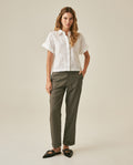 Womens Shirt Oversized Cotton Embroidered Short Sleeve - White 63_711H016_BLA110601_4