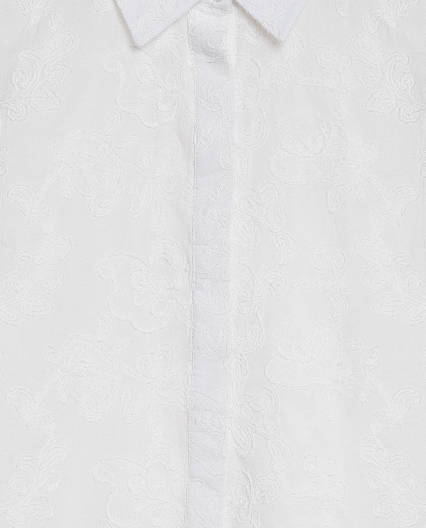 Womens Shirt Oversized Cotton Embroidered Short Sleeve - White 63_711H016_BLA110601_8