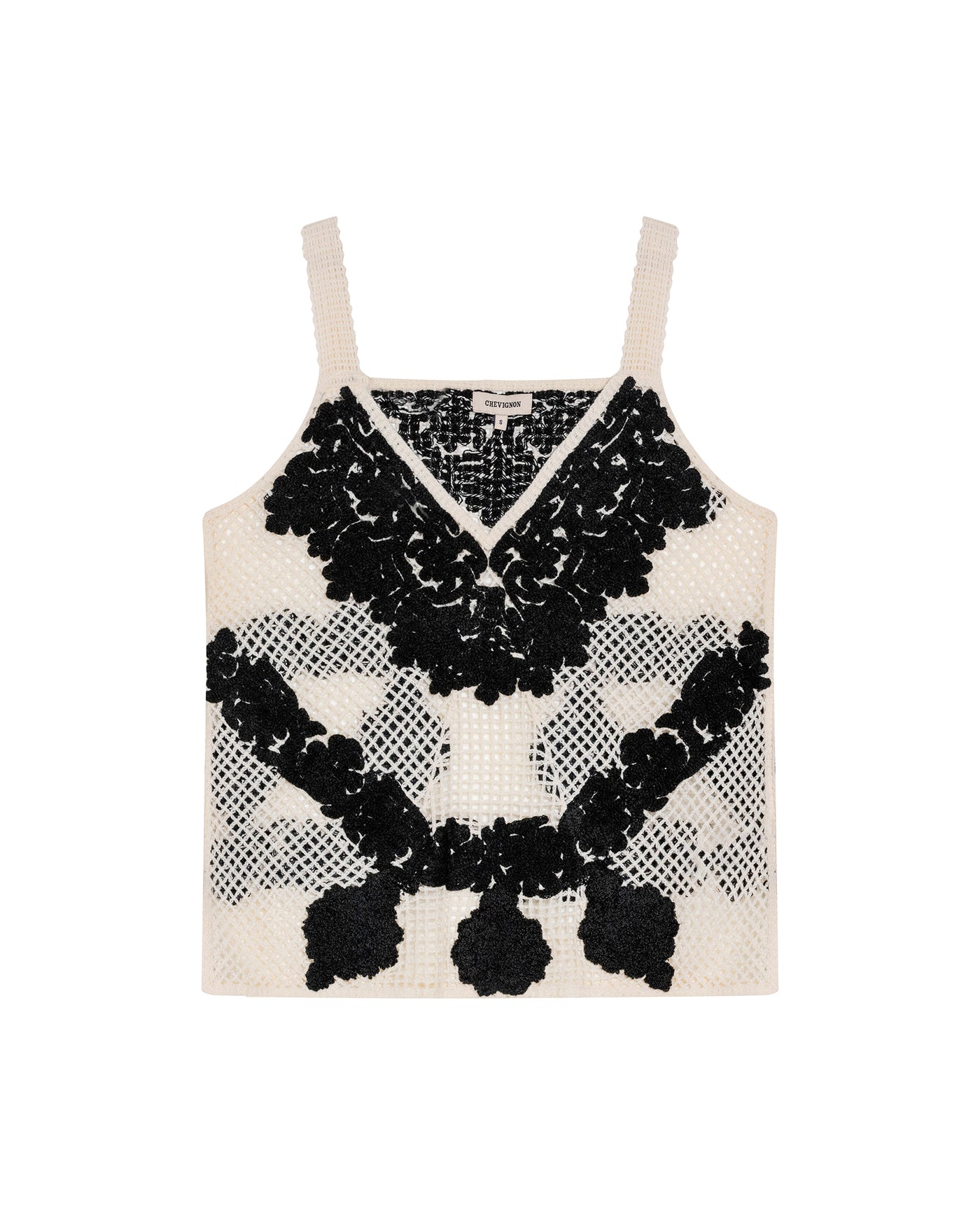 Womens Blouse Strap V-Neck Acrylic Continuous Embroidery - Black 63_711H017_NEG194007_3