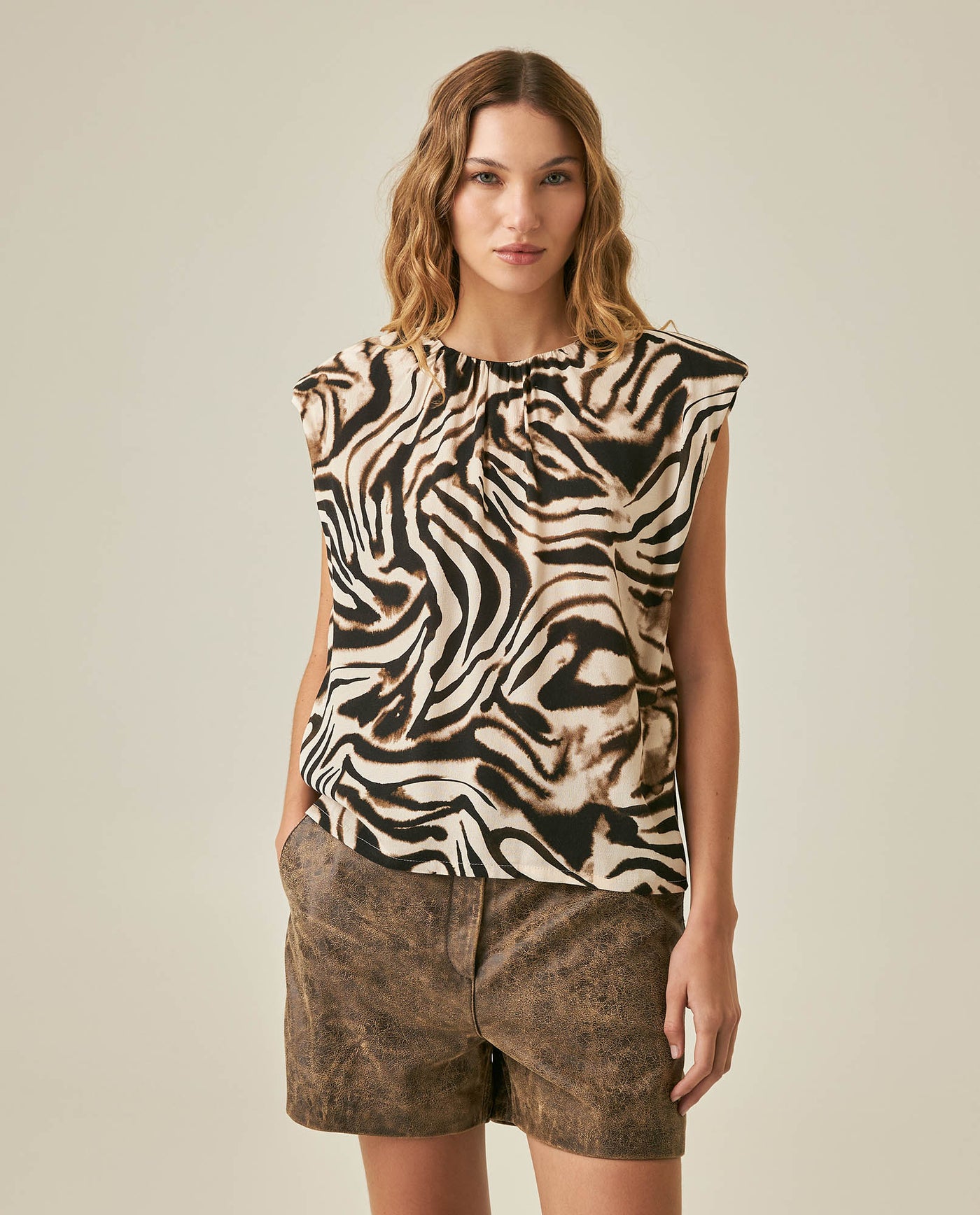 Womens Blouse Straight Silhouette Viscose–Rayon Print - Raw 63_711H018_CRU114302_0