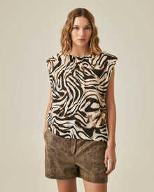 Womens Blouse Straight Silhouette Viscose–Rayon Print - Raw 63_711H018_CRU114302_0