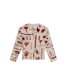 Womens Shirt Wide Silhouette Viscose–Linen Print Mandarin Collar - Raw 63_711H019_CRU131011_3