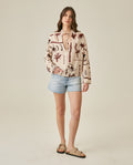 Womens Shirt Wide Silhouette Viscose–Linen Print Mandarin Collar - Raw 63_711H019_CRU131011_4