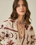 Womens Shirt Wide Silhouette Viscose–Linen Print Mandarin Collar - Raw 63_711H019_CRU131011_5