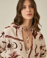 Womens Shirt Wide Silhouette Viscose–Linen Print Mandarin Collar - Raw 63_711H019_CRU131011_5