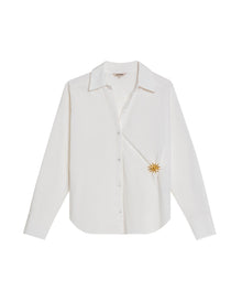 Womens Shirt Wide Silhouette Cotton–Elastomer Removable Pin - Mothers - White 63_711H020_BLA110601_3
