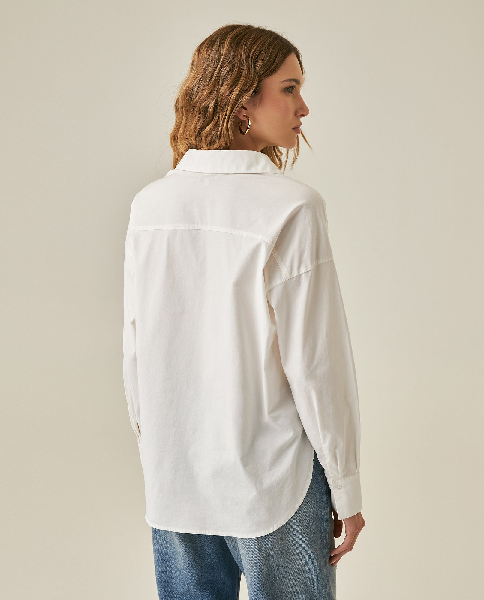 Womens Shirt Wide Silhouette Cotton–Elastomer Removable Pin - Mothers - White 63_711H020_BLA110601_6