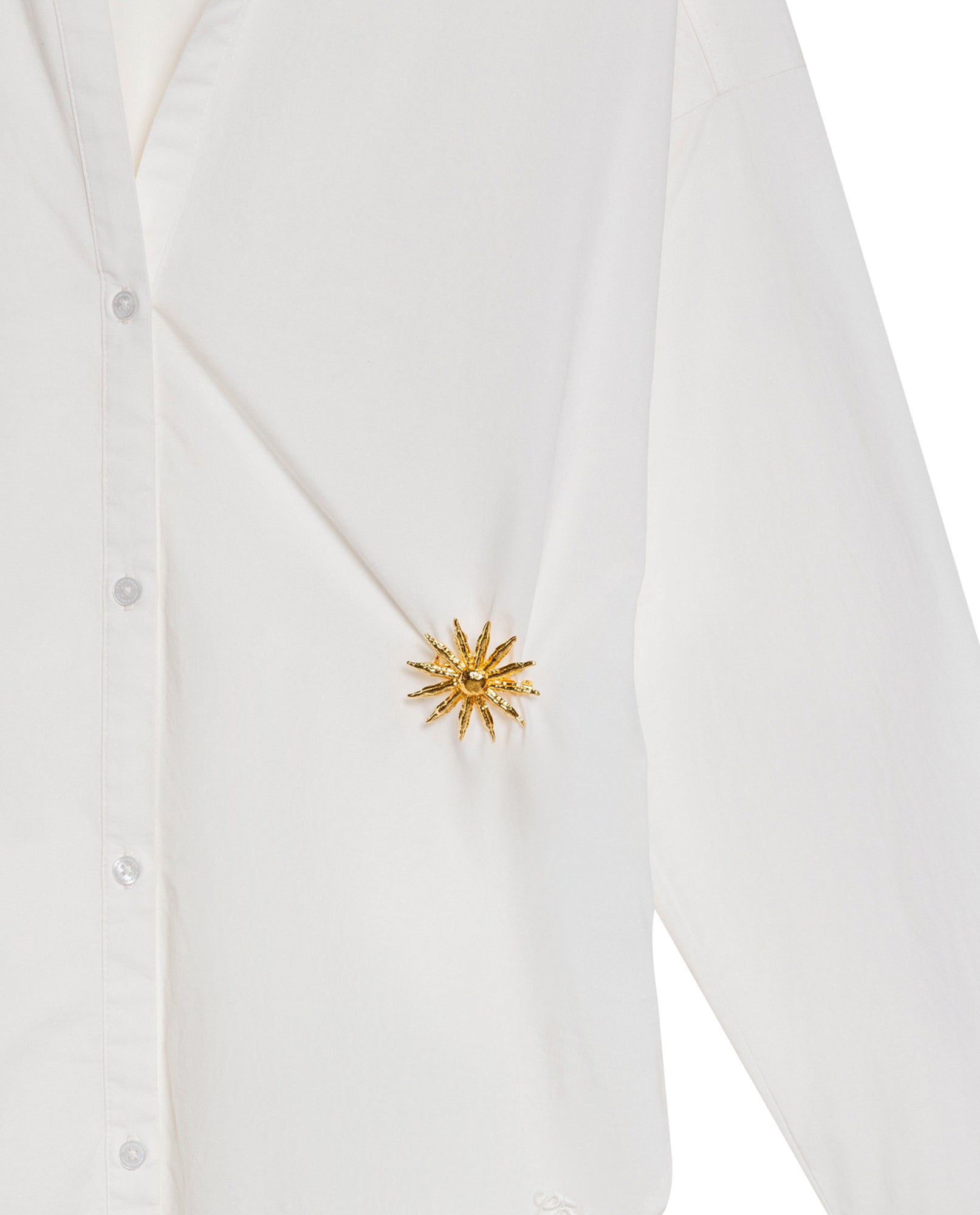Womens Shirt Wide Silhouette Cotton–Elastomer Removable Pin - Mothers - White 63_711H020_BLA110601_8