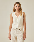 Womens Vest Straight Silhouette Cotton–Tencel Blend Sheer Sequins - Raw 63_711H021_CRU114302_0