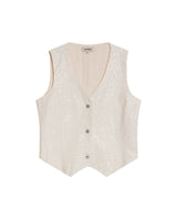 Womens Vest Straight Silhouette Cotton–Tencel Blend Sheer Sequins - Raw 63_711H021_CRU114302_3