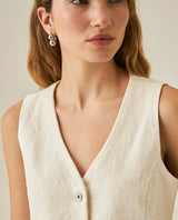 Womens Vest Straight Silhouette Cotton–Tencel Blend Sheer Sequins - Raw 63_711H021_CRU114302_5
