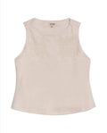Womens Blouse Straight Silhouette Polyester–Elastane Suede Fabric Sleeveless - Beige 63_711H023_BEI140002_3