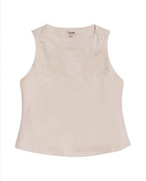 Womens Blouse Straight Silhouette Polyester–Elastane Suede Fabric Sleeveless - Beige 63_711H023_BEI140002_3