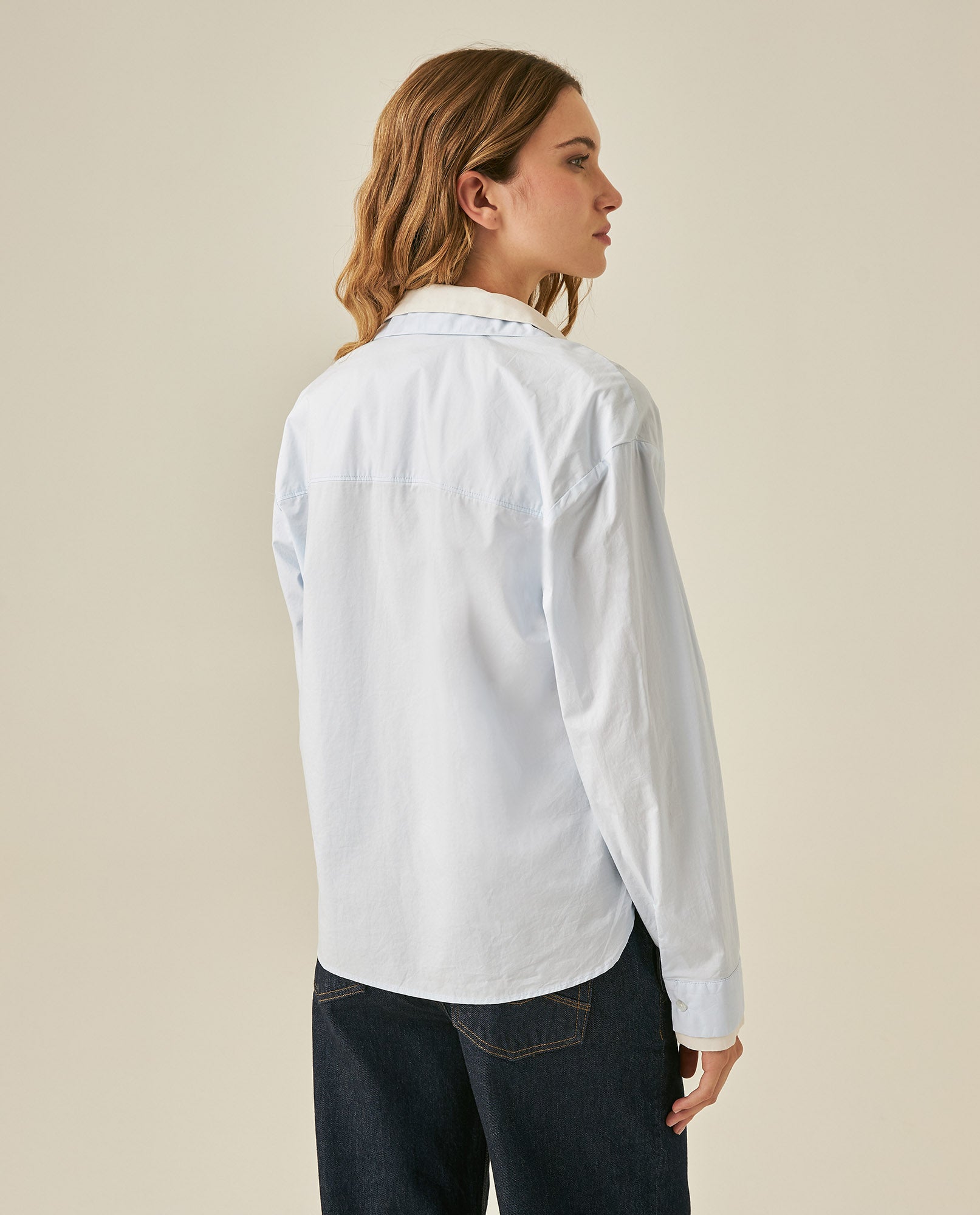 Womens Relaxed Fit Cotton Stretch Shirt - Blue 63_711H701_AZU144206_6