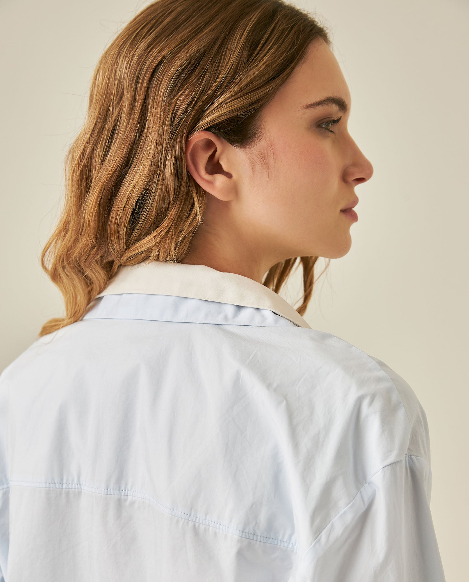 Womens Relaxed Fit Cotton Stretch Shirt - Blue 63_711H701_AZU144206_7