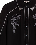 Womens Shirt Western Straight Silhouette Rayon Blend Tips Flower Embroidery - Gray 63_711H702_GRI194006_8