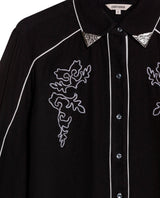 Womens Shirt Western Straight Silhouette Rayon Blend Tips Flower Embroidery - Gray 63_711H702_GRI194006_8