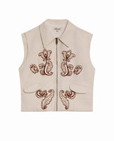 Womens Vest Western Straight Silhouette Cotton Double Garment Simulation - Raw 63_711H703_CRU110606_3