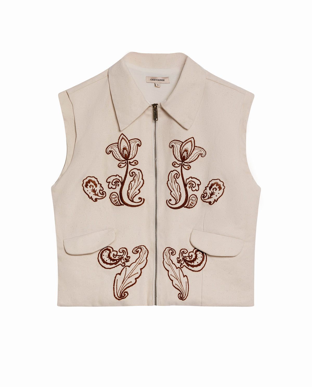 Womens Vest Western Straight Silhouette Cotton Double Garment Simulation - Raw 63_711H703_CRU110606_3